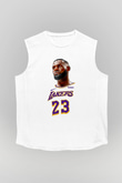 Lebron James Baskılı Beyaz Unisex Kolsuz Tişört - Tshirt