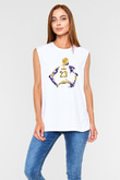Lebron James Baskılı Beyaz Unisex Kolsuz Tişört - Tshirt