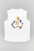 Lebron James Baskılı Beyaz Unisex Kolsuz Tişört - Tshirt