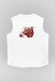 Lebron James Baskılı Beyaz Unisex Kolsuz Tişört - Tshirt