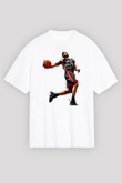 Lebron James Baskılı Beyaz Unisex Oversize Tişört - Tshirt