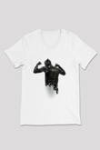 Lebron James Baskılı Beyaz Unisex V Yaka Tişört - Tshirt