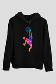 Lebron James Baskılı Unisex Siyah Kapüşonlu Sweatshirt