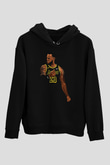 Lebron James Baskılı Unisex Siyah Kapüşonlu Sweatshirt