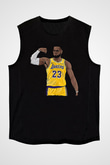 Lebron James Baskılı Unisex Siyah Kolsuz Tişört - Tshirt