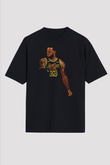 Lebron James Baskılı Unisex Siyah Oversize Tişört - Tshirt
