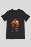 Lebron James Baskılı Unisex Siyah V Yaka Tişört - Tshirt