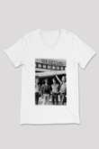 Led Zeppelin Beyaz Unisex V Yaka Tişört T-Shirt