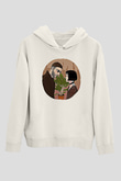 Leon Baskılı Beyaz Unisex Hoodie