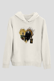 Leon Baskılı Beyaz Unisex Hoodie