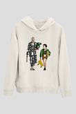 Leon Baskılı Beyaz Unisex Hoodie