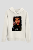 Leon Baskılı Beyaz Unisex Hoodie