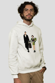 Leon Baskılı Beyaz Unisex Hoodie