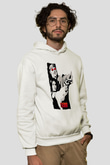 Leon Baskılı Beyaz Unisex Hoodie