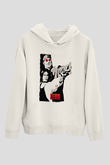 Leon Baskılı Beyaz Unisex Hoodie