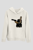 Leon Baskılı Beyaz Unisex Hoodie