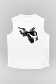 Leon Baskılı Beyaz Unisex Kolsuz Tişört - Tshirt