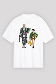 Leon Baskılı Beyaz Unisex Oversize Tişört - Tshirt