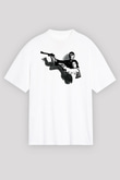 Leon Baskılı Beyaz Unisex Oversize Tişört - Tshirt