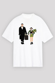 Leon Baskılı Beyaz Unisex Oversize Tişört - Tshirt