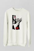 Leon Baskılı Beyaz Unisex Sweatshirt