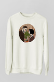 Leon Baskılı Beyaz Unisex Sweatshirt
