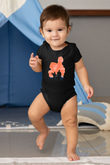 Leon Baskılı Unisex Siyah Bebek Body - Zıbın