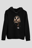 Leon Baskılı Unisex Siyah Hoodie
