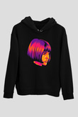 Leon Baskılı Unisex Siyah Hoodie