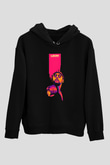 Leon Baskılı Unisex Siyah Hoodie
