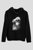 Leon Baskılı Unisex Siyah Hoodie