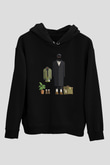 Leon Baskılı Unisex Siyah Hoodie