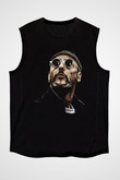 Leon Baskılı Unisex Siyah Kolsuz Tişört - Tshirt