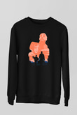 Leon Baskılı Unisex Siyah Sweatshirt