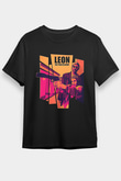 Leon Baskılı Unisex Siyah Tişört - Tshirt