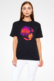 Leon Baskılı Unisex Siyah Tişört - Tshirt