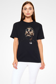 Leon Baskılı Unisex Siyah Tişört - Tshirt