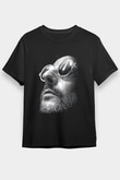 Leon Baskılı Unisex Siyah Tişört - Tshirt