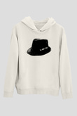 Leonard Cohen Baskılı Beyaz Unisex Kapüşonlu Sweatshirt