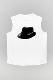 Leonard Cohen Baskılı Beyaz Unisex Kolsuz Tişört - Tshirt