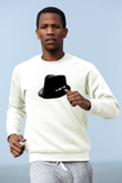 Leonard Cohen Baskılı Beyaz Unisex Sweatshirt