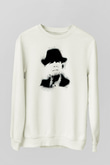 Leonard Cohen Baskılı Beyaz Unisex Sweatshirt
