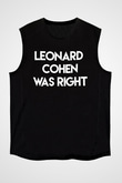 Leonard Cohen Baskılı Unisex Siyah Kolsuz Tişört - Tshirt