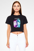 Leonardo Da Vinci Alıntı Baskılı Crop Top Kadın Tİşört - Tshirt