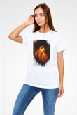Leonardo da Vinci Portre Baskılı Unisex Beyaz Tişört - Tshirt