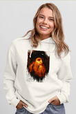 Leonardo da Vinci Portre Baskılı Unisex Ekru Hoodie