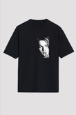 Leonardo DiCaprio Baskılı Unisex Siyah Oversize Tişört