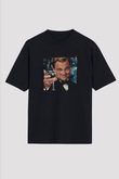 Leonardo DiCaprio Baskılı Unisex Siyah Oversize Tişört