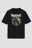 Leprous Baskılı Unisex Siyah Oversize Tişört - Tshirt