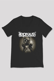 Leprous Baskılı Unisex Siyah V Yaka Tişört - Tshirt